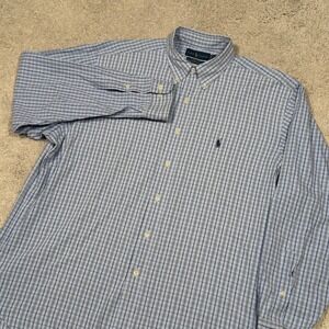 Polo Ralph Lauren Men's Yarmouth Long Sleeve Button Down Shirt Blue Plaid 17